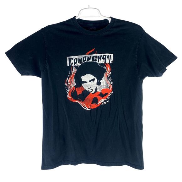 Conan Gray Size Large Black Red Flame Short Sleeve Graphic Band T-Shirt 2020 - Picture 1 of 5